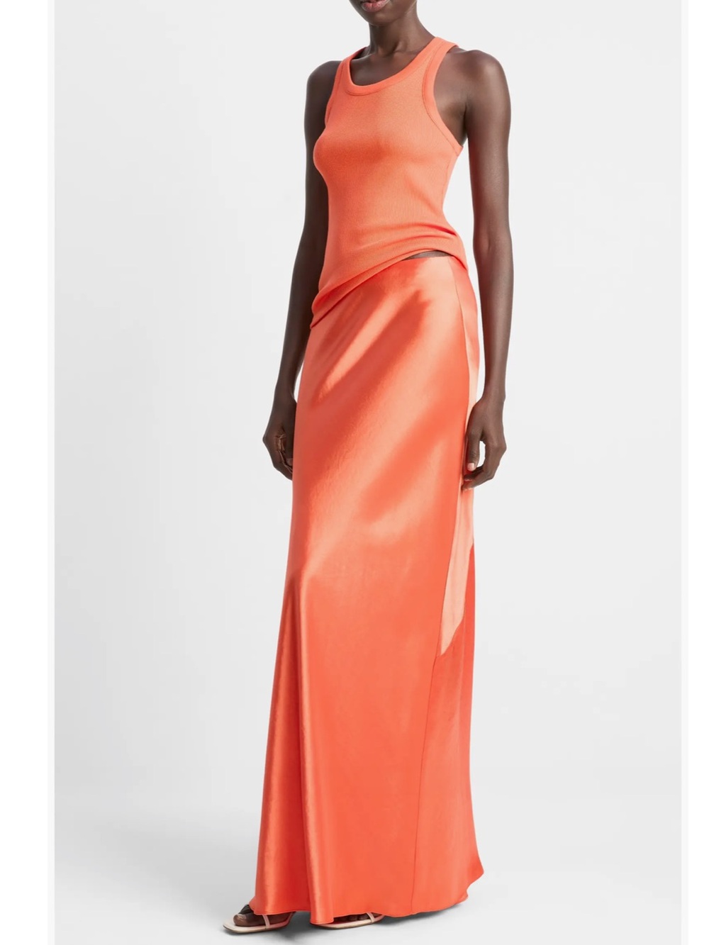 VINCE  BURNT ORCHID SATIN MAXI SKIRT SIZE L NWT